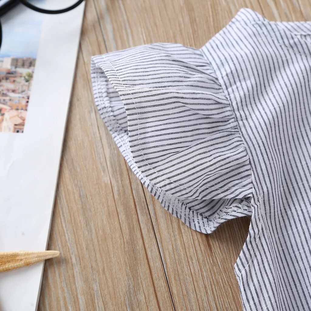 Baju Bayi Baru Lahir Anak Bayi Perempuan Anak Laki-laki Baju Monyet Bodysuit Katun Bergaris Kelopak Baju Bermain Musim Panas Ropa Bebe