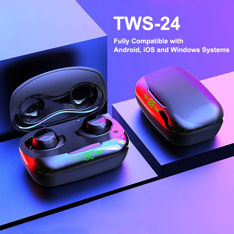 

TWS Wireless Bluetooth Earphones Touch Control Waterproof 500mAh Charging Box 9D Stereo Noise Reduction Earbuds Headphones