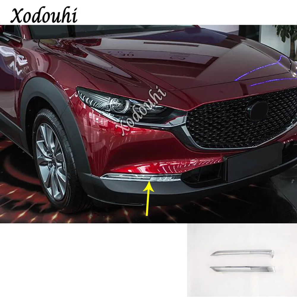 

Car Body Cover Front Fog Light Lamp Detector Frame Stick Styling ABS Chrome Trim Parts 2pcs For Mazda CX-30 CX30 2020 2021
