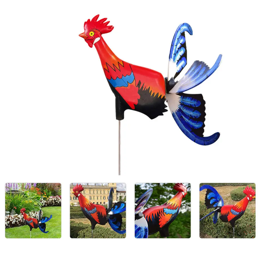 

Windmill Rooster Figurine Pinwheel Novel Yard Winnower Chic Wind