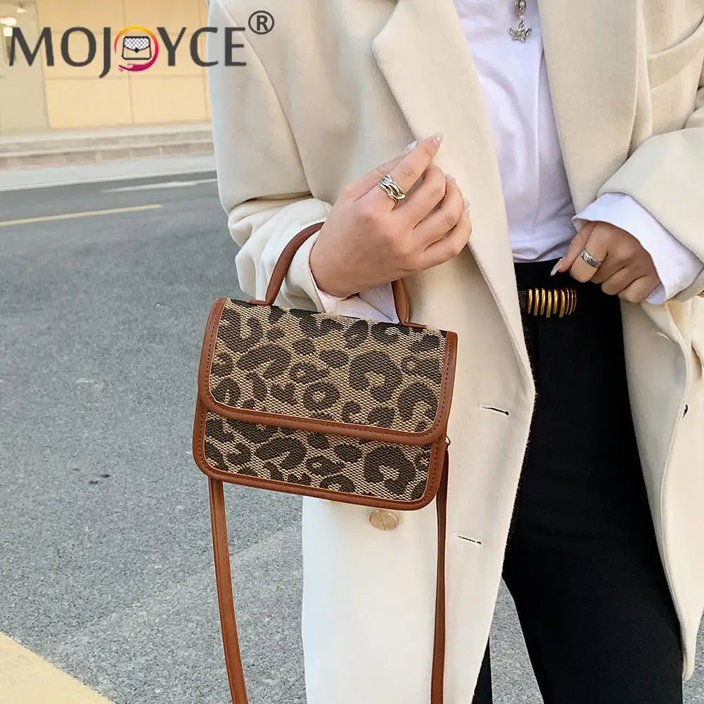 

Модная сумка через плечо с леопардовым принтом «гусиная лапка», Женская Повседневная универсальная сумка-мессенджер из ткани для путешест...