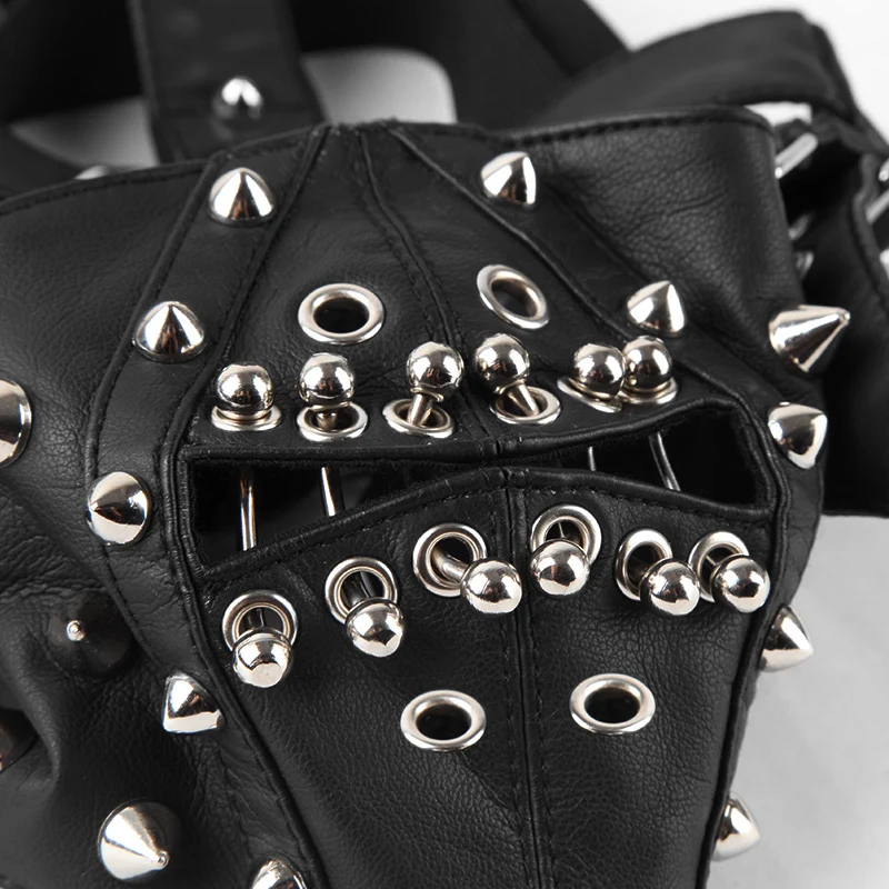 Панк РЕЙВ панк брендовая Новинка стимпанк черная маска с заклепками модная