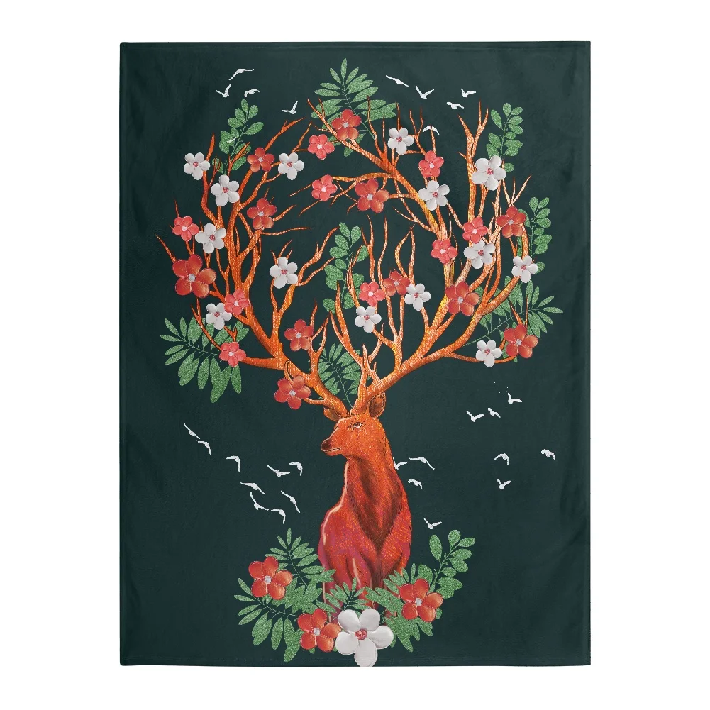 

Дизайнерское дорожное одеяло Upetstory с цветочным принтом оленя, мягкое удобное пользовательское пледное одеяло для кровати, дивана, больших д...