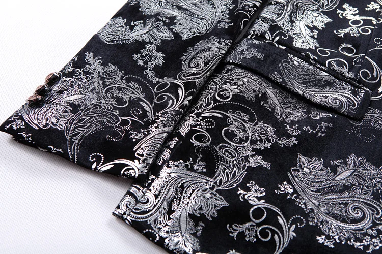 

Luxury Blazer Men Silver Printed Fashion Single Breasted Mens Suit Jacket Plus Size 4xl 5xl Casual Slim Fit Mens Blazer