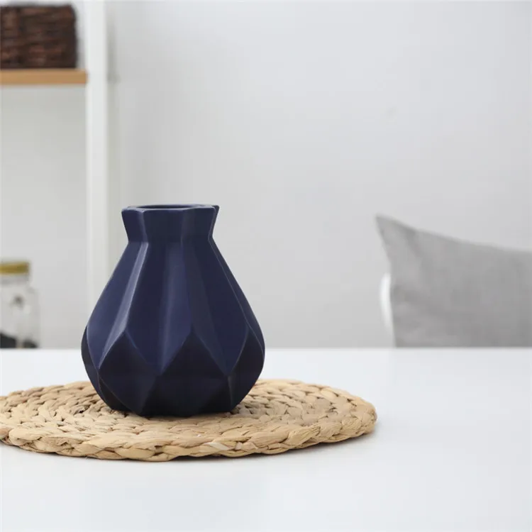 Small Tibetan blue Европейская матовая Алмазная фарфоровая ваза, современная модная керамическая ваза для цветов, для кабинета, прихожей, домашнего свадебного украшения G - Цвет: Small Tibetan blue