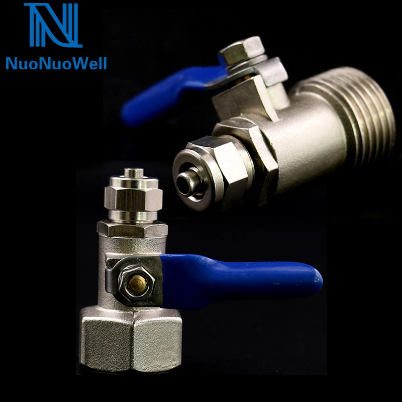 

NuoNuoWell 4 шт. в упаковке, резьба 1/2 ''на 1/4'', медный клапан быстрого соединения, PE Трубная вставка, шаровой клапан, переключатель водоочистителя