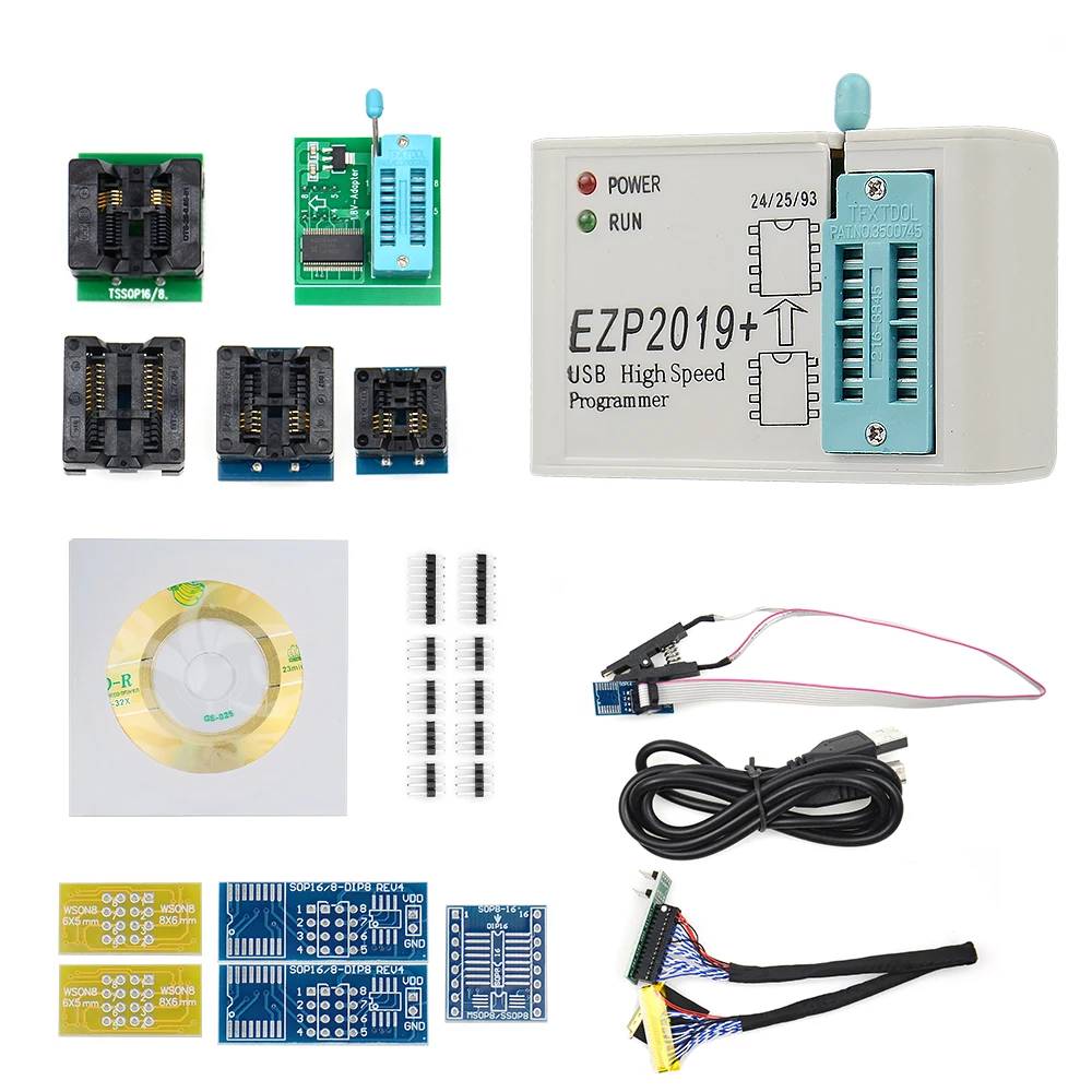 Новейшая версия EZP2019 высокоскоростной USB SPI программатор ezp с 12 поддержкой 24 25 93 EEPROM 25 флэш-чип биос+ 7 разъемов