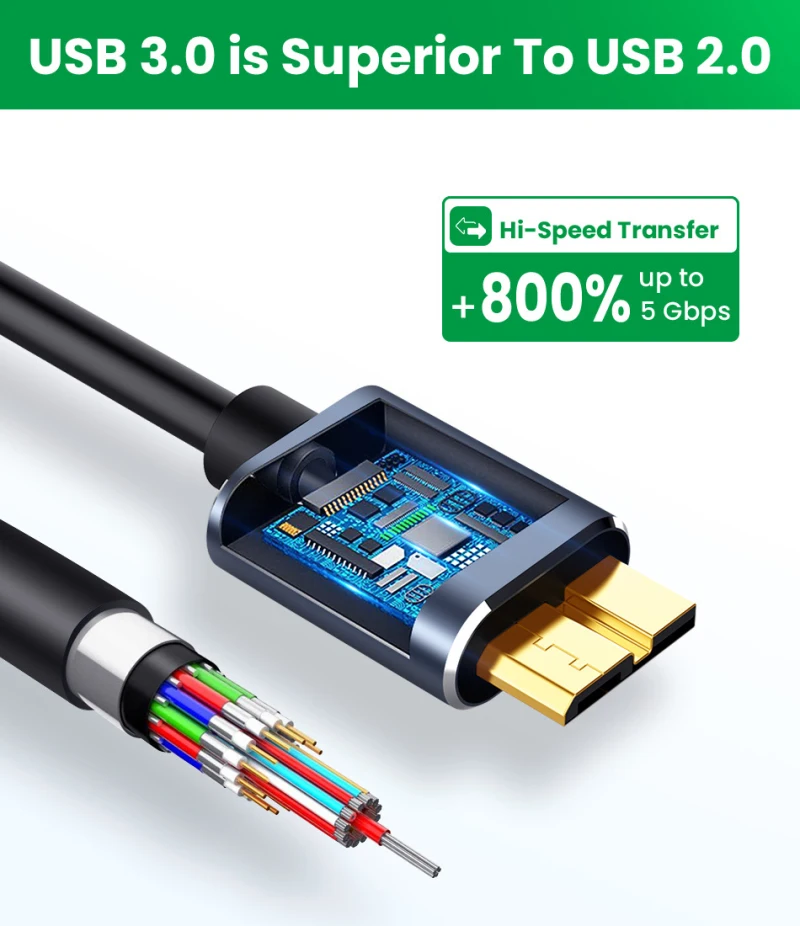 

1pcs Micro B USB C 3.0 Cable Type-C To USB 3.0 Micro B Cable Connector 5Gbps External Hard Drive Disk Cable For Hard Drive Cable