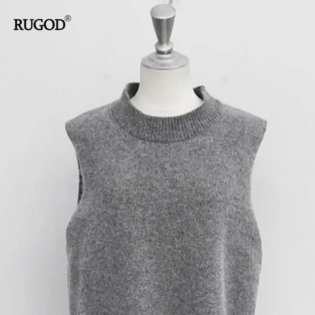 O-neck Vest RUGOD жилет из кашемира модной вязки из хлопка весенний Осенний жилет без рукавов с v-образным вырезом Женская мода жилет размера плюс - Цвет: O-neck Vest