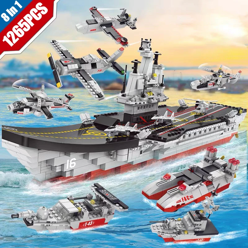 

8 In 1 Military Series Liaoning Destroyer Ship Warship Building Block Battle Cruiser Brick Model Toys For Kid Xmas Gift MOC