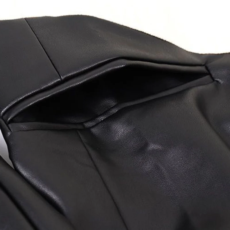 

CHICEVER Black Blazers For Women Notched Long Sleeve Patchwork Hit Color Designer Loose Pu Coats Female 2020 Autumn Clothing New