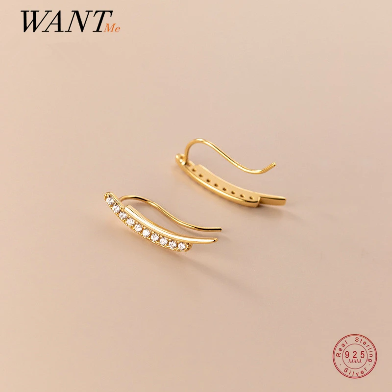 

WANTME Genuine 925 Sterling Silver Geometric Sweet Chic Zircon Stud Earring for Women Fashion Retro Charming Party Jewelry Gift