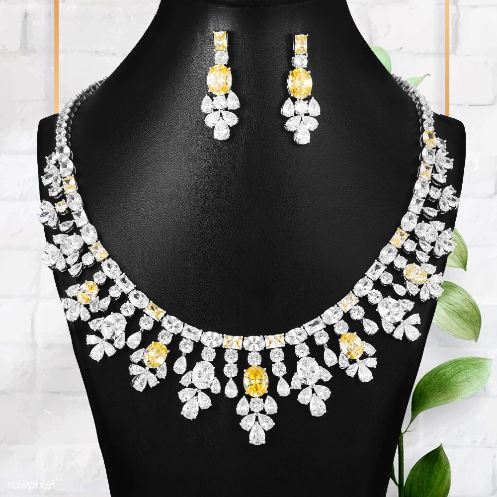 

GODKI Luxury Flowers Ladies Wedding Necklace and Earring Sets Cubic Zirconia Dubai Bridal jewelry Set 2020 Dress Accessories