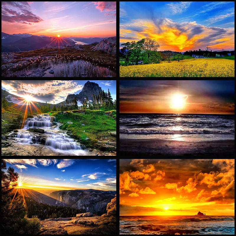 

Full Round Drill 5D DIY Diamond Painting " sunset" Cross Stitch Mosaic Home Decor