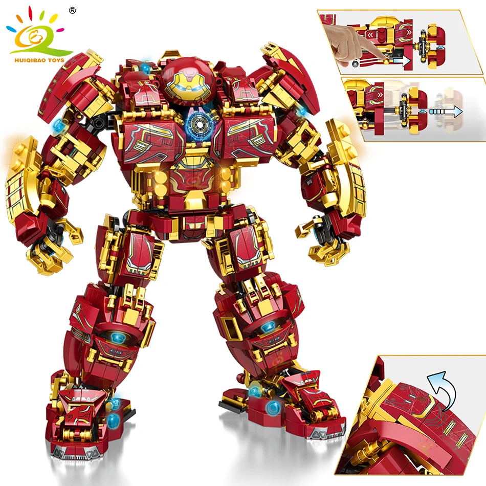 

HUIQIBAO 1450PCS City War Super Armor Robot Building Blocks Military Warrior Mecha Figures Weapon Bricks Toys Man For Children