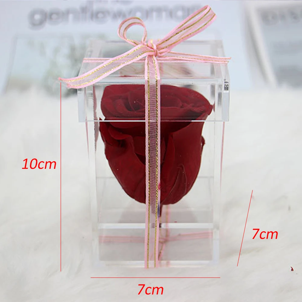 Прозрачные подарочные коробки из акрила искусственные розы цветочная упаковка с