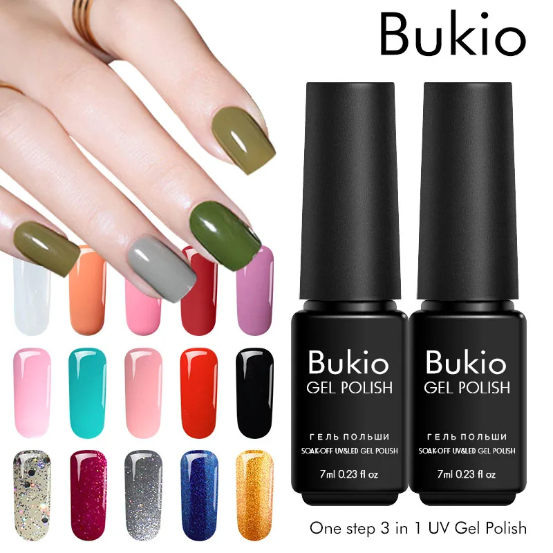 Bukio 3 в 1 гель одношаговый лак для ногтей Полупостоянный Esmalte все маникюра дизайна 7