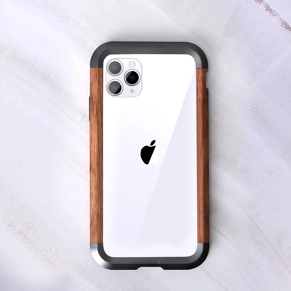 Для iPhone 11 Pro Max X XR XS MAX металлический Деревянный чехол 2 в 1 гибридная рамка край