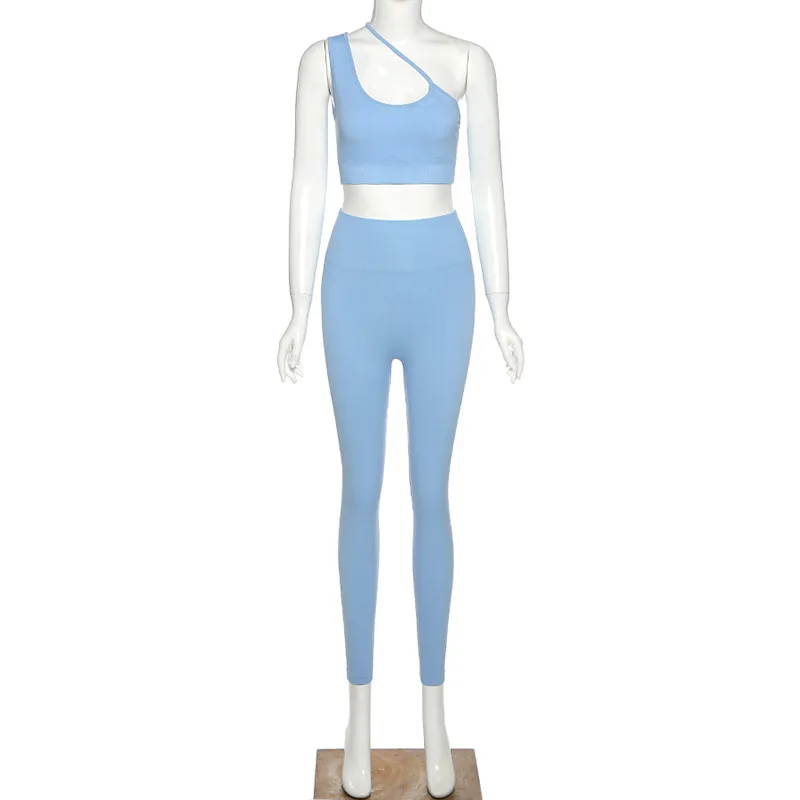

CXUEY Seamless Suit for Fitness Sports Kit Wives 2020 Autumn Workout Gym Set Women Tracksuit Jogging Femme Active Wear Blue Pink