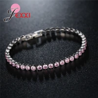 luxury dazzling ladies bracelets 925 sterling silver round cubic zircon beading casual bangles for best friends gifts hot sale