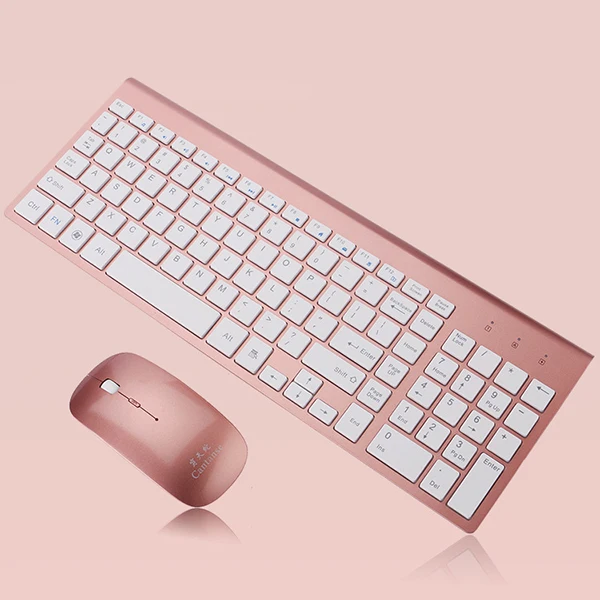 Гладкий корпус 2 4 ГГц Беспроводной клавиатура и Мышь комбо 102 ключи с низким