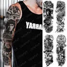 Большая рука рукав тату самолет солдат пилот Водонепроницаемая временная татуировка наклейка парусный компас боди-арт полный поддельный тату для мужчин