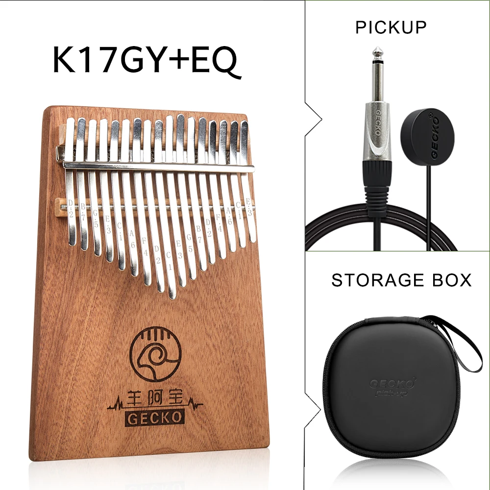 GECKO Kalimba 17 клавиш полный шпон корпус из твердого красного дерева с инструкцией и