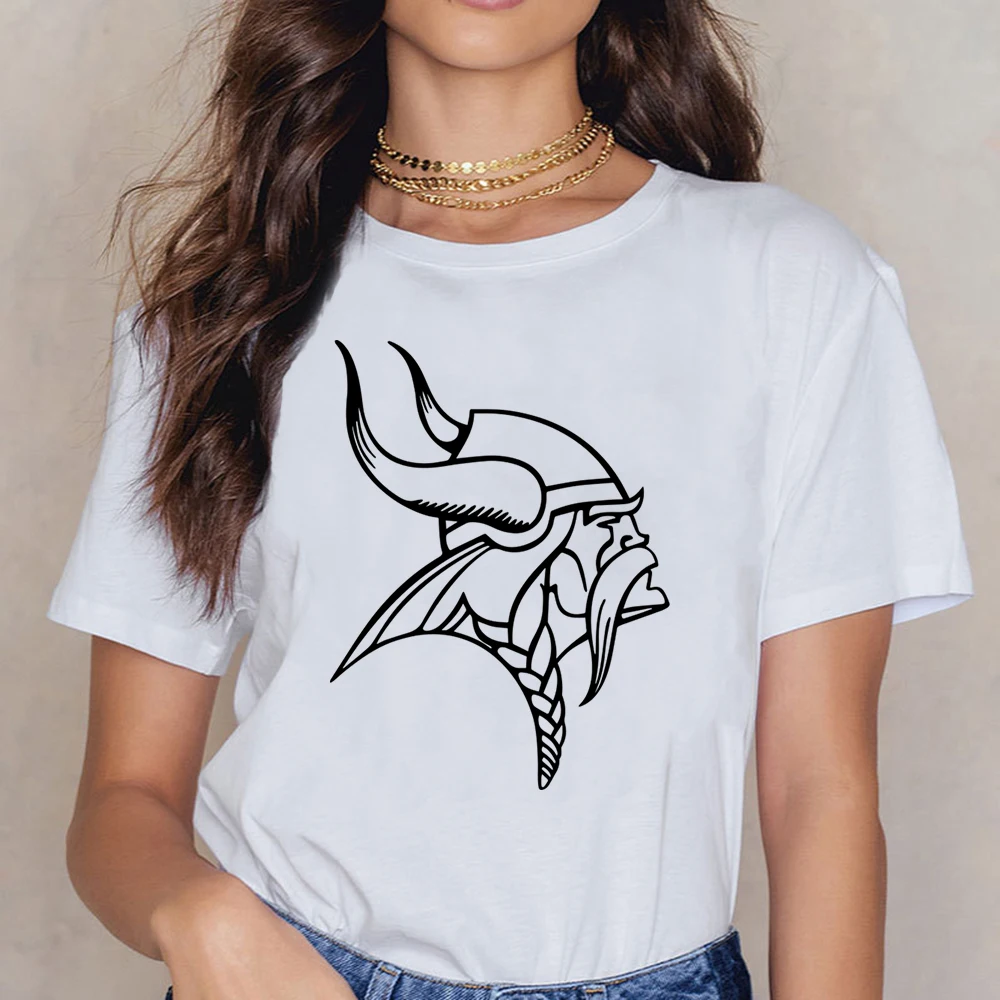Tops T Shirt Women Viking Outline Funny White Custom Female Shirt