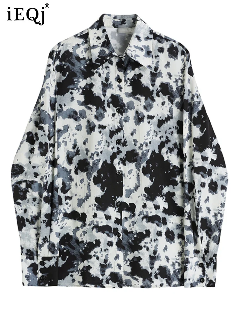 

Женская Повседневная рубашка IEQJ в стиле ретро с чернильным принтом, универсальный топ с длинными рукавами и галстуком, новая свободная модн...