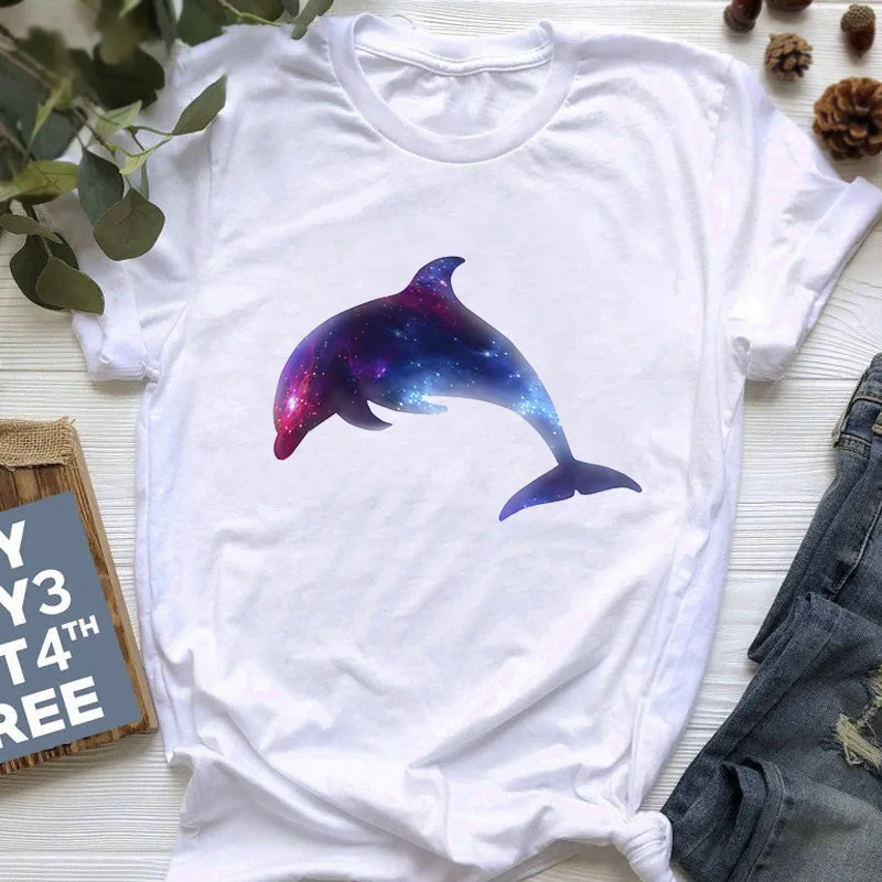 

Female T-shirt casual summer short-sleeved animal panda deer kangaroo print top Harajuku graphic T-shirt tee female