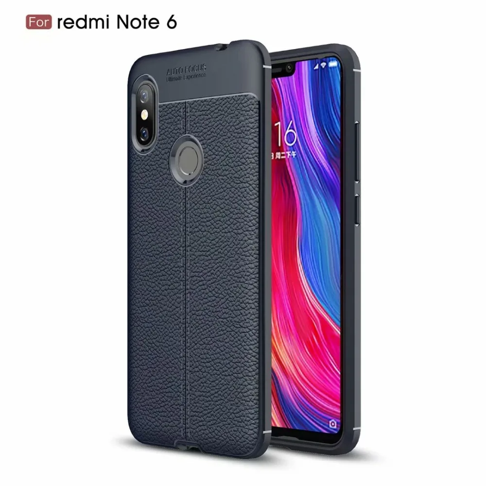 Чехол для Redmi Note 6 pro матовый Гибридный армированный кожаный чехол с текстурой