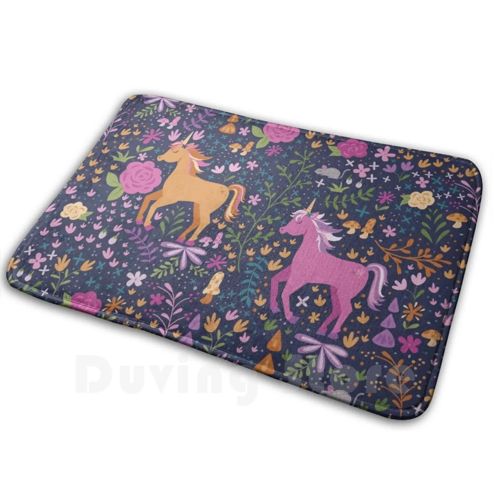 

Unicorns In The Flower Garden Carpet Mat Rug Cushion Soft Non-Slip Giftoriginal Gift Original Unicorn Garden Flower