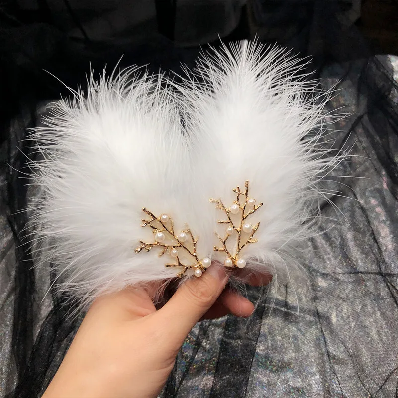 Заколки для волос с белыми перьями 1 шт. |