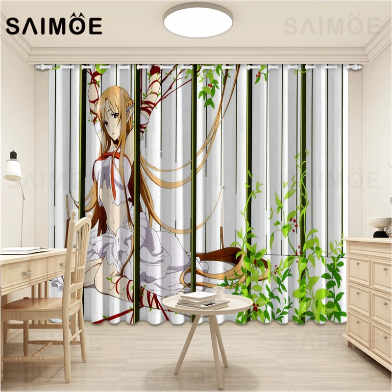 SAIMOE мультфильм аниме занавески для девочек меч искусство онлайн Гостиная Yuuki Asuna