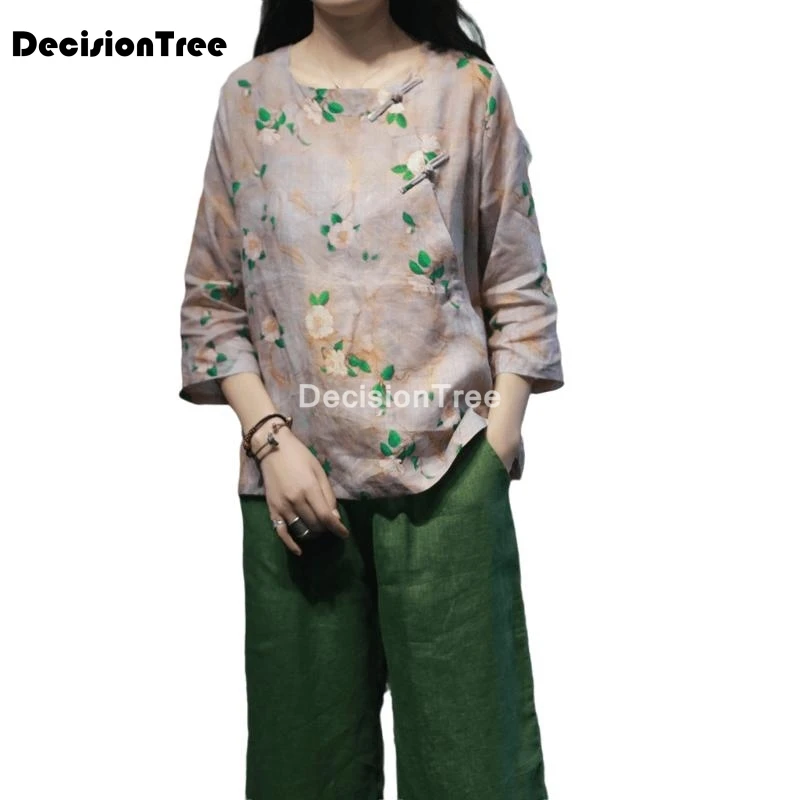

2021 китайские Топы qipao рубашки шифоновая блузка с цветочным принтом Чонсам атласная Женская традиционная китайская одежда для женщин