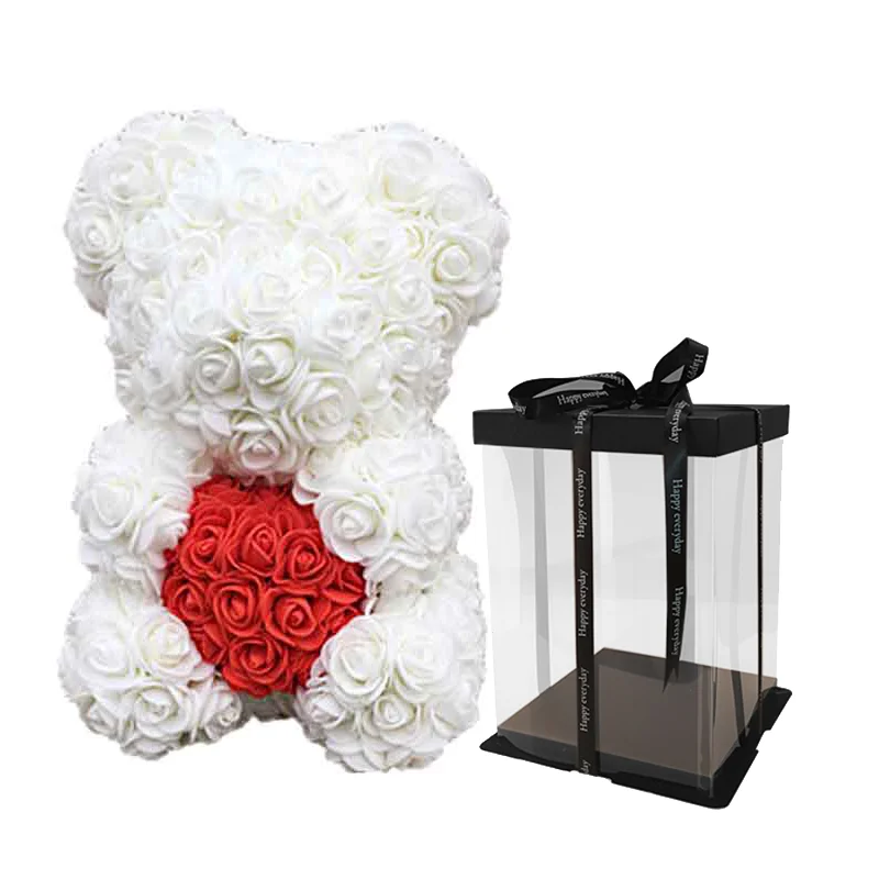 20cm white red box Дешево 40 см красный медведь Роза плюшевый медведь Роза цветок искусственные украшения Рождественские подарки для женщин подарок на день Святого Валентина - Цвет: 20cm white red box