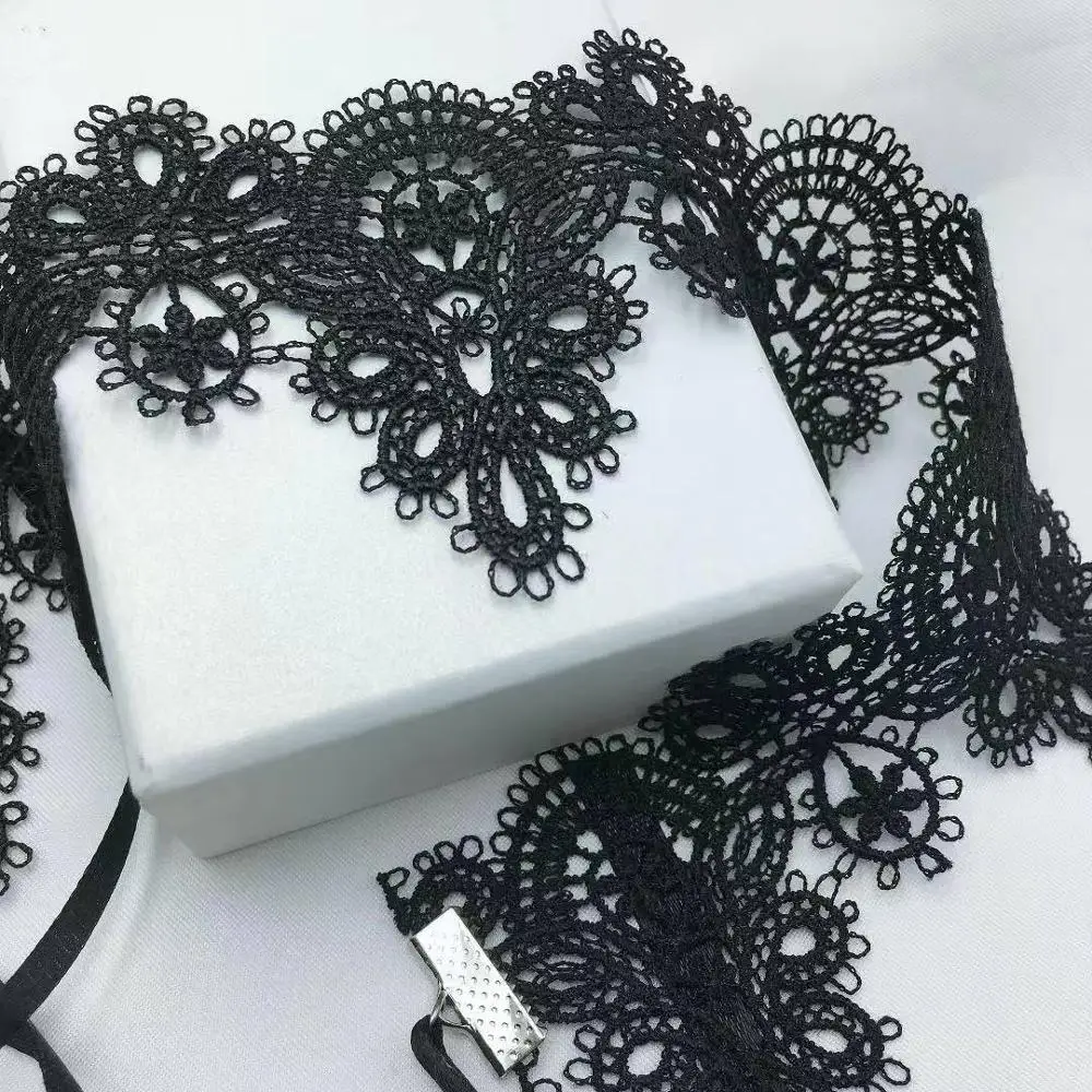 Винтажный кружевной чокер с цветком широкое ожерелье готическое короткое черный