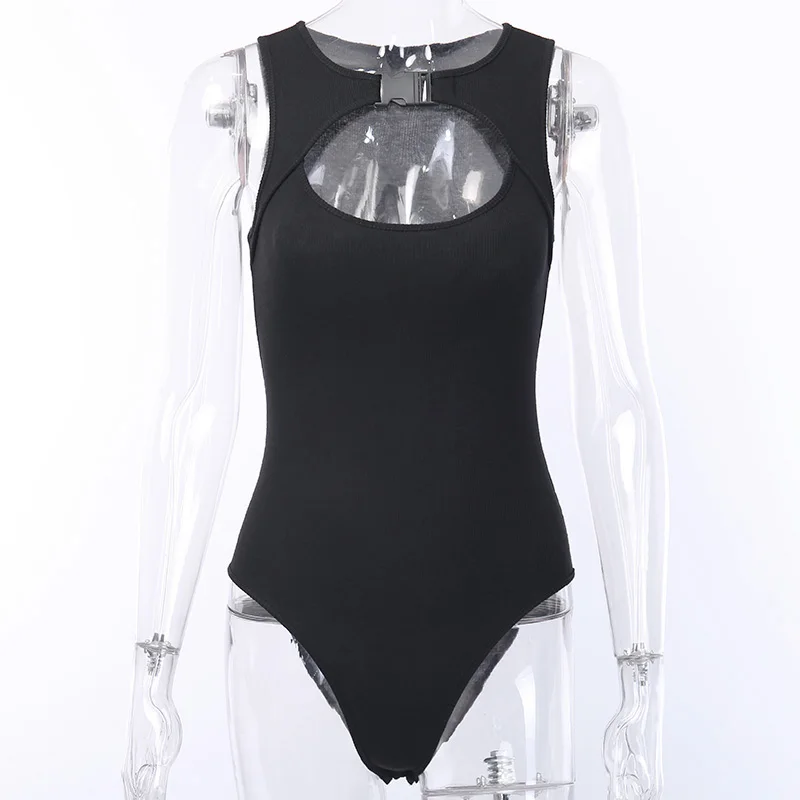 Готический сексуальный женский комбинезон с круглым вырезом без рукавов