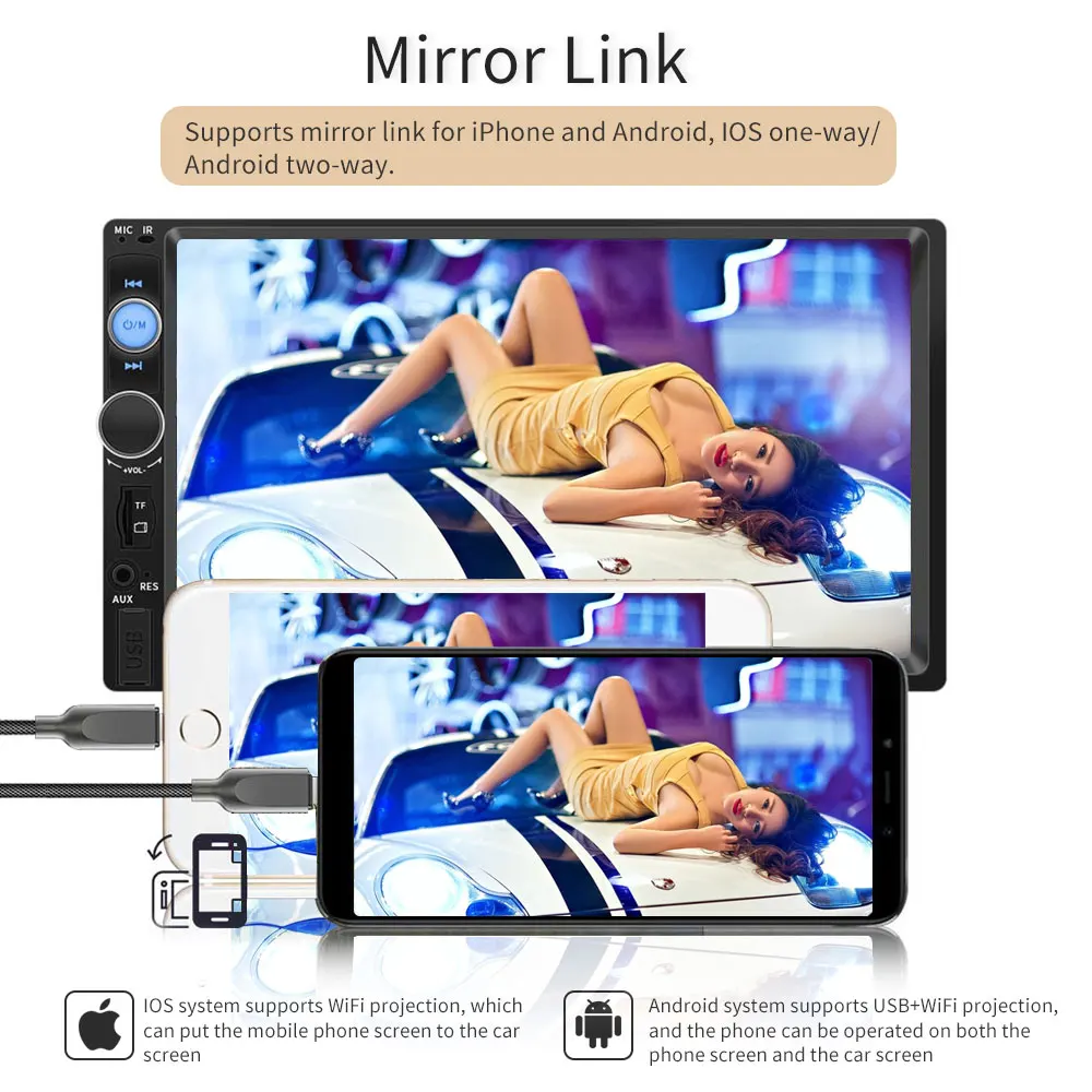 AUSEK 2 Din автомобильное радио 7 &quotHD сенсорный экран Bluetooth Авторадио мультимедийный