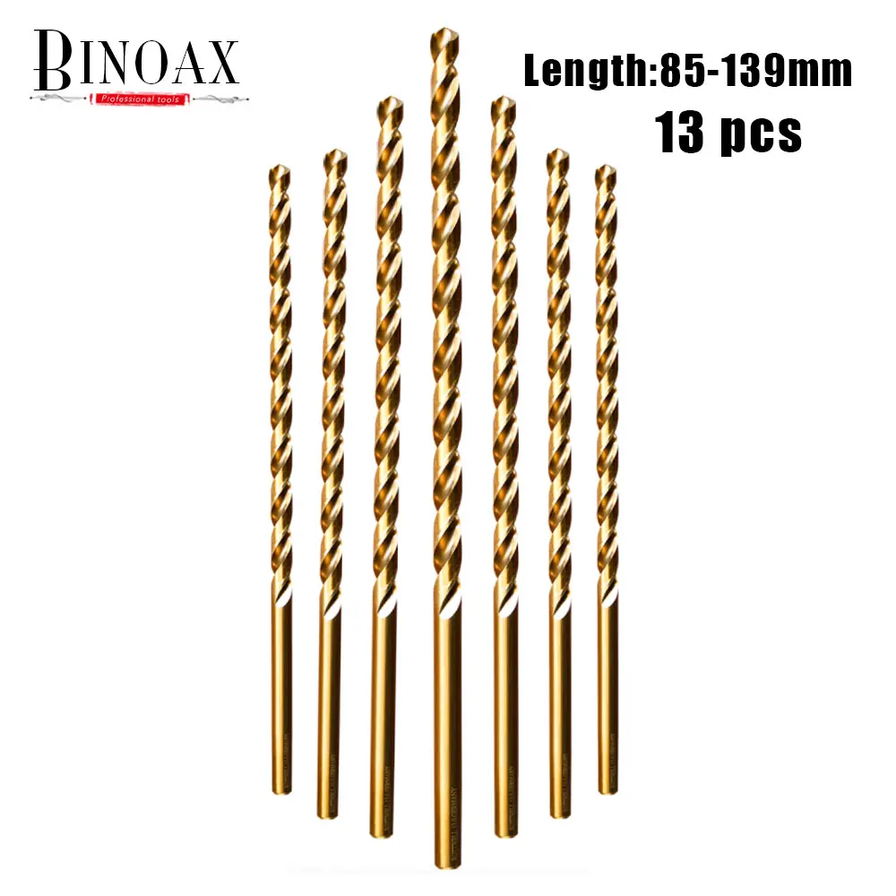 

BINOAX 13Pcs Extra Long Cobalt Drill Bit Set M35 HSS Metal Drill Bits for Stainless Steel Metal and Cast Iron M2-M6.5
