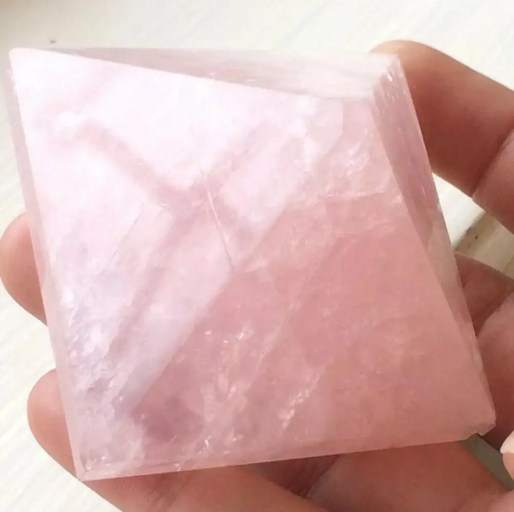 

155g LARGE ROSE QUARTZ POLISHED CRYSTAL GEMSTONE PYRAMID (5.7cm)