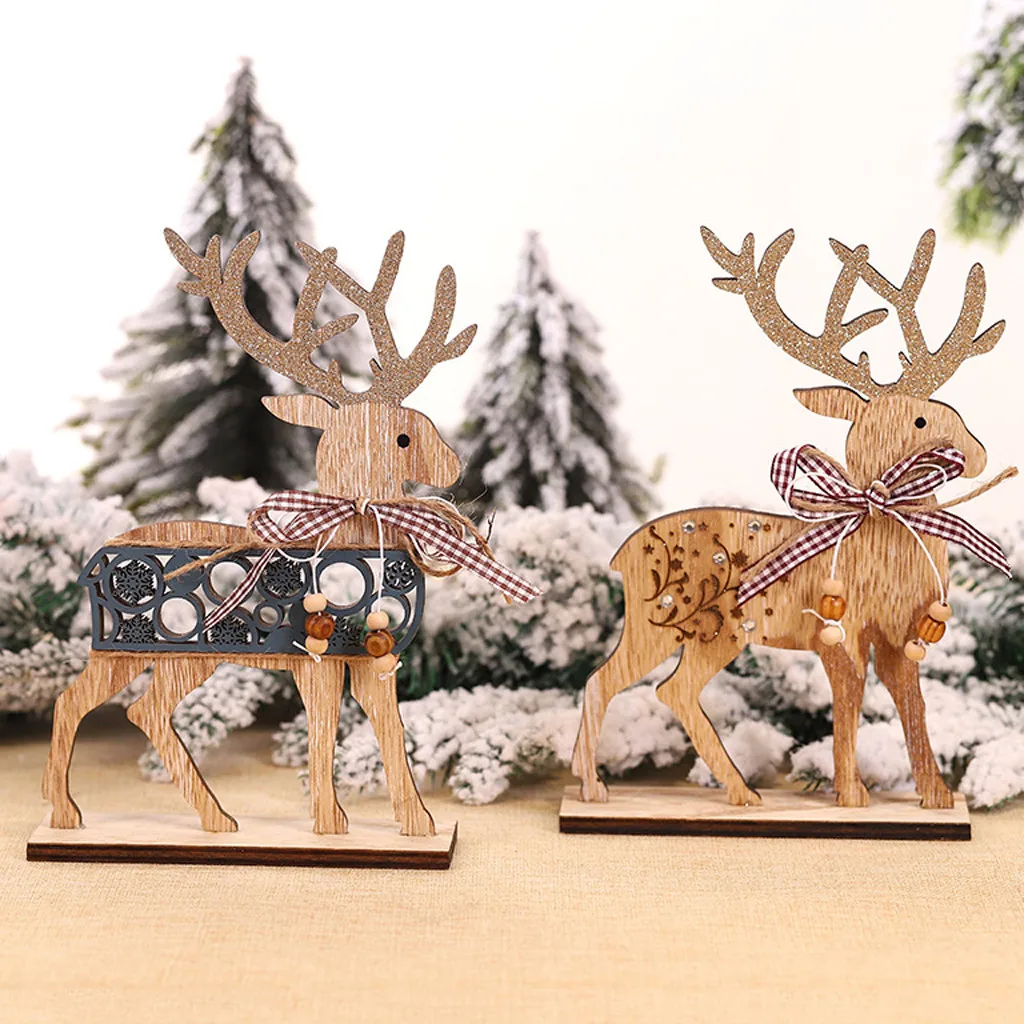 Лося деревянные рождественские украшения для дома подарок окна стол Простой
