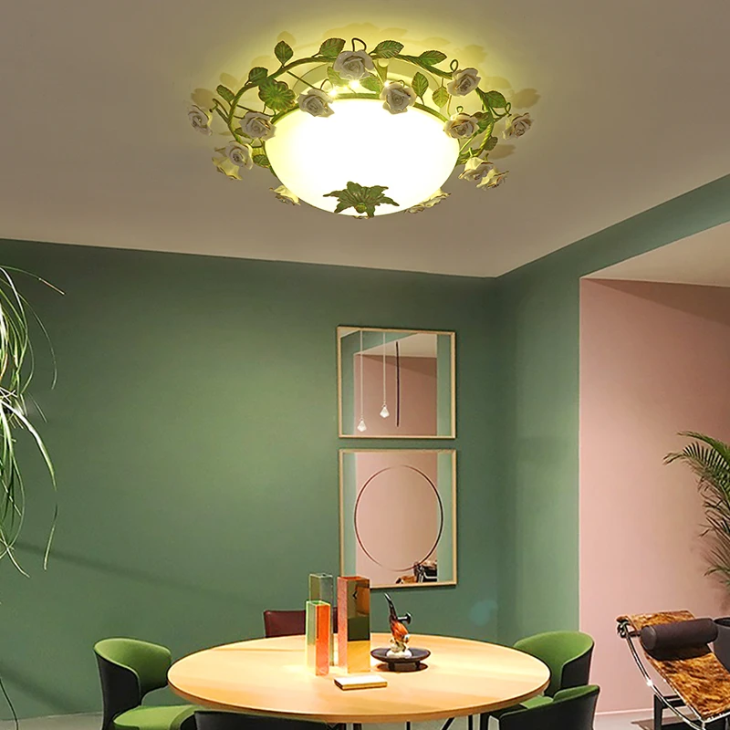 

French Led Ceiling Lights For Girls Room Decoration Lights Dining Room Ceiling Light Flower Princess Lamp Led Light For Bedroom