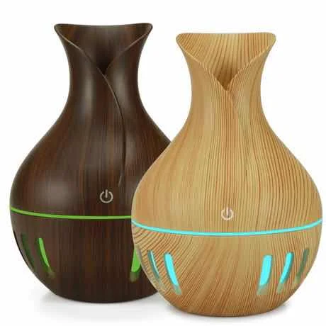 

wood grain ultrasonic humidifier, ultra-quiet car home hydration purification portable USB aromatherapy oil diffuser 130ml