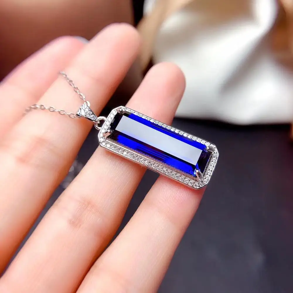 Новое поступление настоящий натуральный сапфир ожерелье кулон Бесплатная
