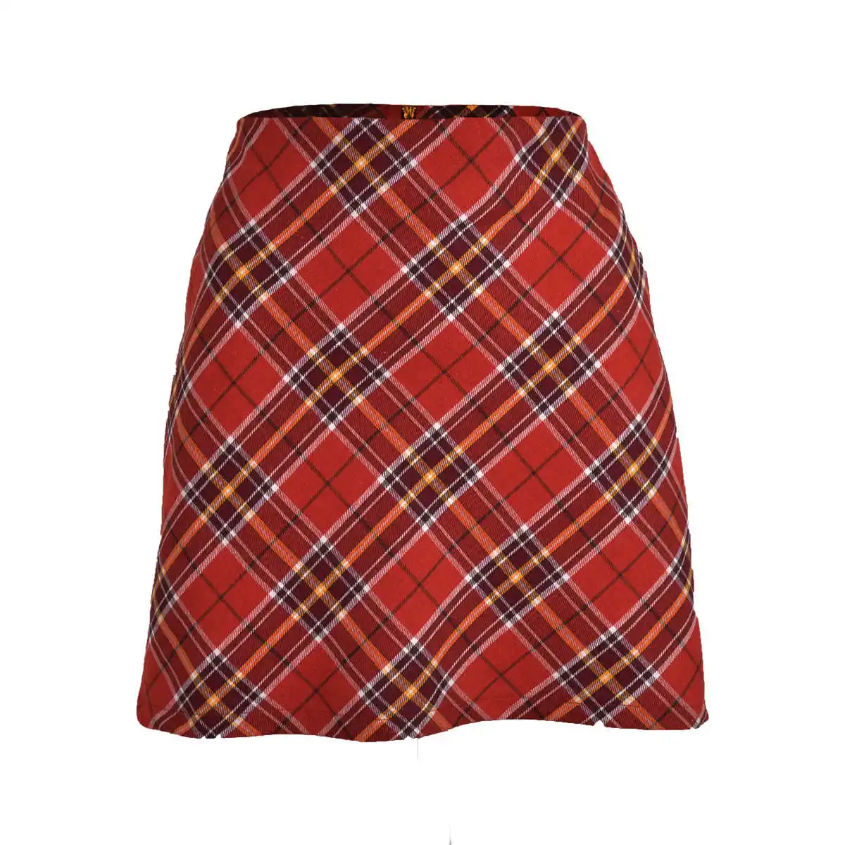 

Autumn and Winter Women's Fashion Plaid Zipper Skirt Women Summer Dress