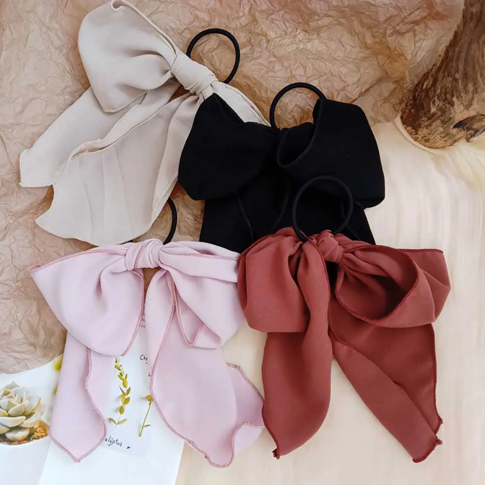 

Satin Elastic Hair Rope Chiffon Bow Hair Ring Hair Rubber Hairpins Women Headbands Hair Accessory Jewelry