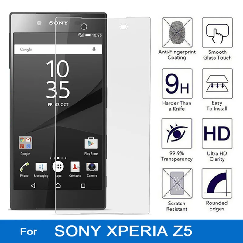 

2Pcs Tempered Glass for Sony Xperia Z5 e6603 e6633 e6653 e6683 Screen Protectors on Sony z5 9H Ultra Safety Protective Film