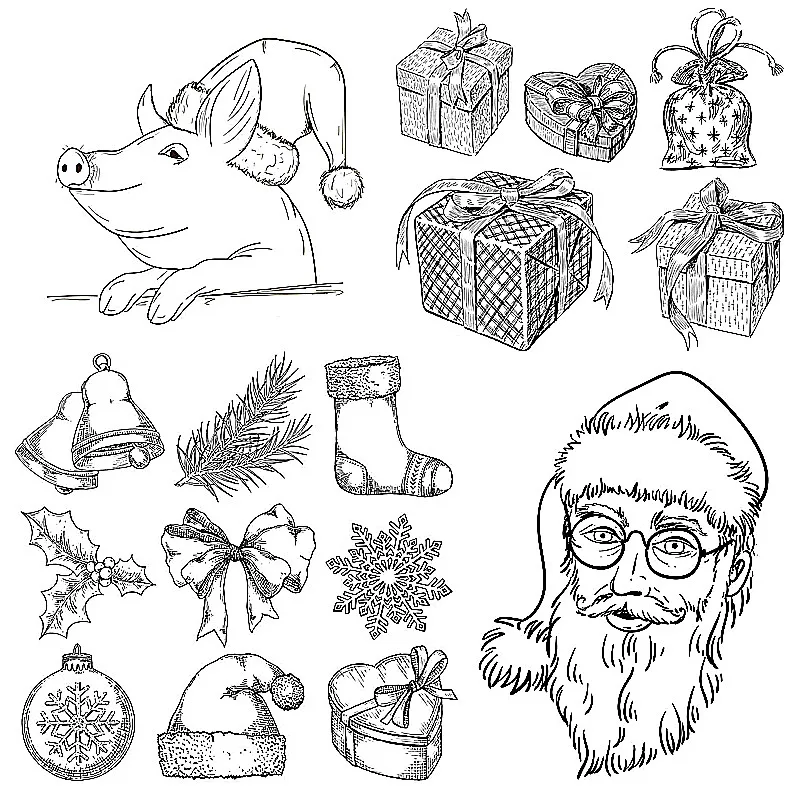 

Album Gift Make Variety Cartoons Christmas Pigs Gift Box Scrapbooking Paper Background Stamps Frame Card Craft No Cutting Die
