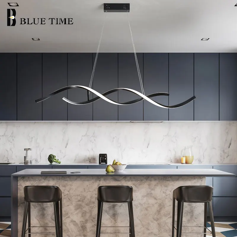 L110CM Современные светодиодные люстры черный и белый гостиной столовой Кухня
